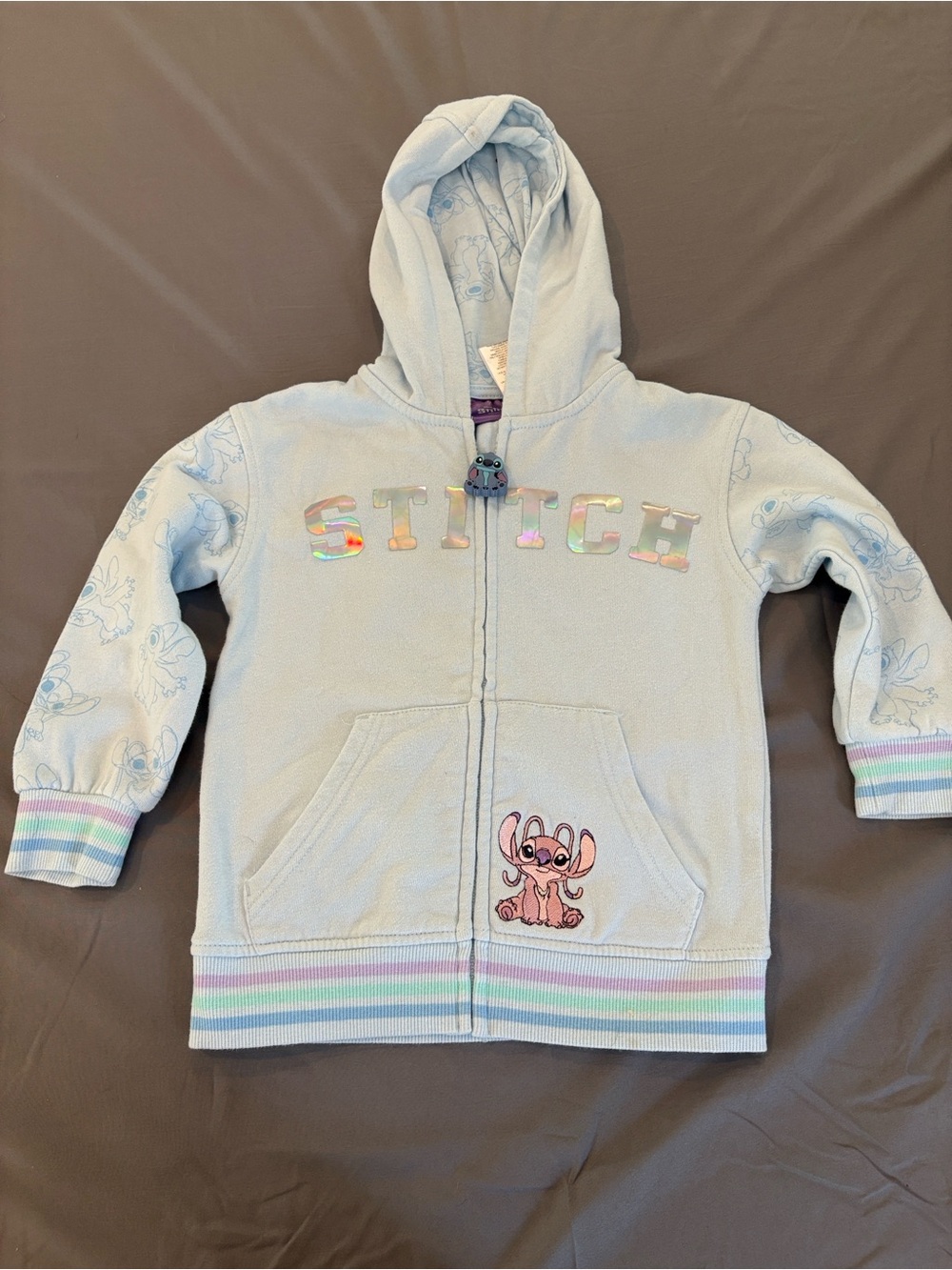 Disney Stitch Hooded Zip-up Sweatshirt Jacket Sz 5